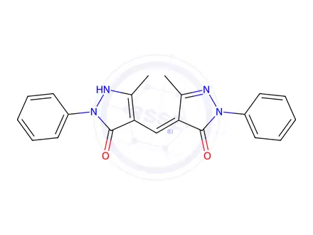 Chemical structure of 4-((5-Hydroxy-3-methyl-1-phenyl-1H-pyrazol-4-yl)methylene)-5-methyl-2-phenyl-2,4-dihydro-3H-pyrazol-3-one