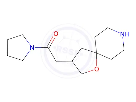 Chemical structure of 1-(Pyrrolidin-1-yl)-2-(1-oxa-8-azaspiro[4.5]decan-3-yl)ethan-1-one