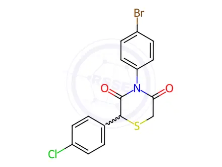 Chemical structure of 4-(4-bromophenyl)-2-(4-chlorophenyl)-3,5-thiomorpholinedione