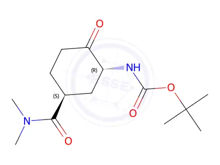 Chemical structure of tert-Butyl ((1R,5S)-5-(dimethylcarbamoyl)-2-oxocyclohexyl)carbamate