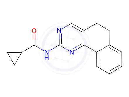 Chemical structure of N-(5,6-dihydrobenzo[h]quinazolin-2-yl)cyclopropanecarboxamide