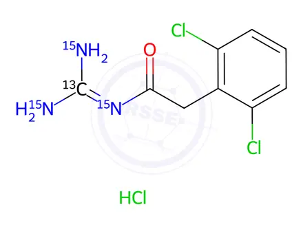 Chemical structure of Guanfacine-13C, 15N3 Hydrochloride