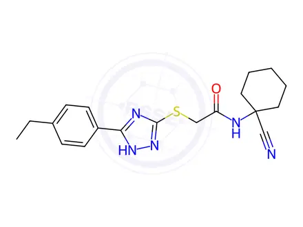 Chemical structure of N-(1-Cyanocyclohexyl)-2-((5-(4-ethylphenyl)-4H-1,2,4-triazol-3-yl)thio)acetamide