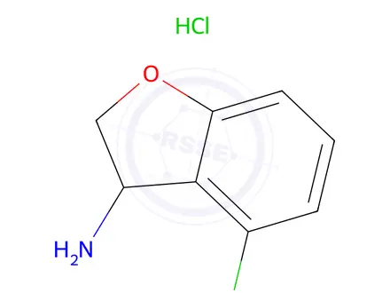 Chemical structure of 4-chloro-2,3-dihydro-1-benzofuran-3-amine hydrochloride