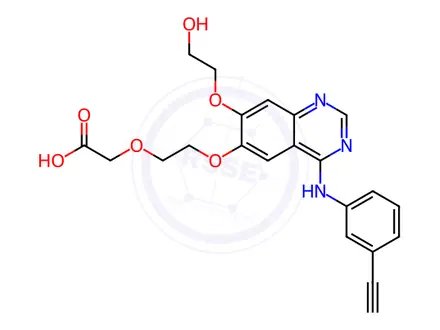 Chemical structure of Acetic acid, 2-[2-[[4-[(3-ethynylphenyl)amino]-7-(2-hydroxyethoxy)-6-quinazolinyl]oxy]ethoxy]