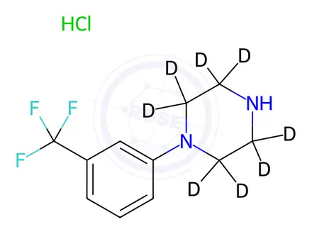Chemical structure of 1-(a,a,a-Trifluoro-m-tolyl)piperazine-d8 Hydrochloride