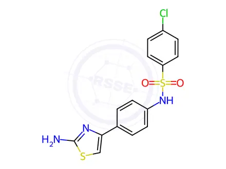 Chemical structure of N-[4-(2-amino-1,3-thiazol-4-yl)phenyl]-4-chlorobenzene-1-sulfonamide