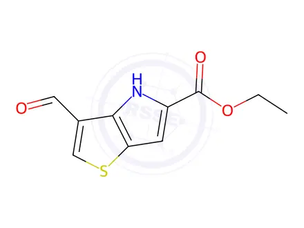 Chemical structure of Ethyl 3-formyl-4H-thieno[3,2-b]pyrrole-5-carboxylate
