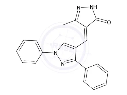 Chemical structure of 4-((1,3-Diphenyl-1H-pyrazol-4-yl)methylene)-5-methyl-2,4-dihydro-3H-pyrazol-3-one