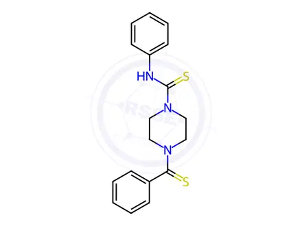 Chemical structure of N-Phenyl-4-(phenylcarbonothioyl)piperazine-1-carbothioamide