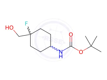 Chemical structure of Carbamic acid, N-[4-fluoro-4-(hydroxymethyl)cyclohexyl]-, 1,1-dimethylethyl ester