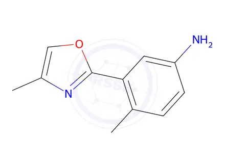 Chemical structure of 4-Methyl-3-(4-methyl-1,3-oxazol-2-yl)aniline