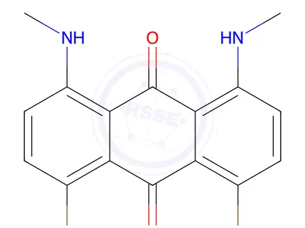 Chemical structure of 1,8-Dibromo-4,5-bis(methylamino)anthracene-9,10-dione