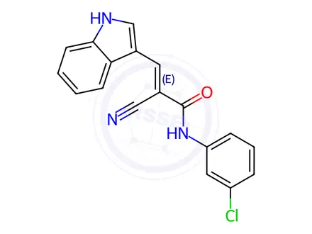 Chemical structure of N-(3-Chlorophenyl)-2-cyano-3-(1H-indol-3-yl)acrylamide