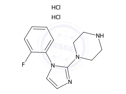 Chemical structure of 1-[1-(2-Fluorophenyl)-1H-imidazol-2-yl]piperazine Dihydrochloride