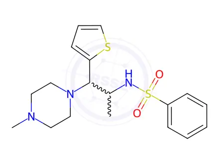 Chemical structure of N-(1-(4-Methylpiperazin-1-yl)-1-(thiophen-2-yl)propan-2-yl)benzenesulfonamide