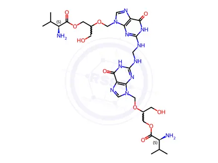 Chemical structure of Valganciclovir N3,N3'-Methylene Dimer Dihydrochloride Salt