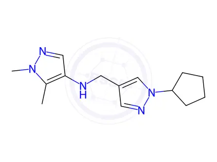 Chemical structure of N-[(1-cyclopentyl-1H-pyrazol-4-yl)methyl]-1,5-dimethyl-1H-pyrazol-4-amine