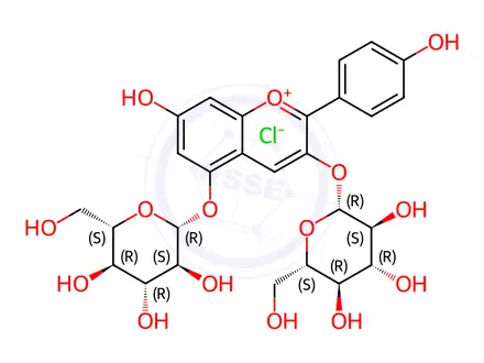 Chemical structure of Pelargonidin-3,5-O-diglucoside chloride