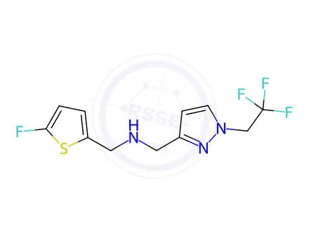 Chemical structure of 1-(5-fluoro-2-thienyl)-N-{[1-(2,2,2-trifluoroethyl)-1H-pyrazol-3-yl]methyl}methanamine