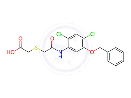 Chemical structure of 2-({2-[5-(benzyloxy)-2,4-dichloroanilino]-2-oxoethyl}sulfanyl)acetic acid