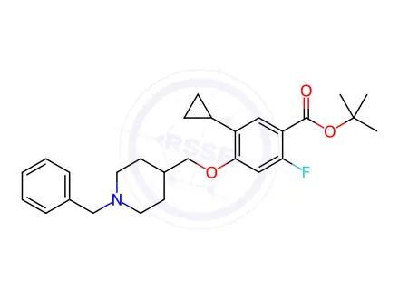 Chemical structure of Benzoic acid, 5-cyclopropyl-2-fluoro-4-[[1-(phenylmethyl)-4-piperidinyl]methoxy]-, 1,1-dimethylethyl ester