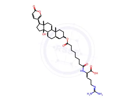 Chemical structure of 3β-[[8-[[(S)-4-[(Aminoiminomethyl)amino]-1-carboxybutyl]amino]-1,8-dioxooctyl]oxy]-14-hydroxy-5β-bufa-20,22-dienolide