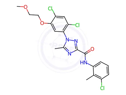 Chemical structure of N-(3-chloro-2-methylphenyl)-1-(2,4-dichloro-5-(2-methoxyethoxy)phenyl)-5-methyl-1H-1,2,4-triazole-3-carboxamide