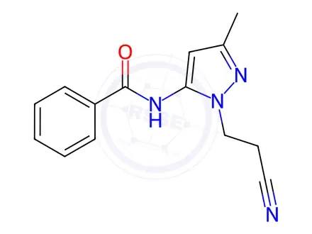 Chemical structure of Benzamide, N-[1-(2-cyanoethyl)-3-methyl-1H-pyrazol-5-yl]-(9CI)