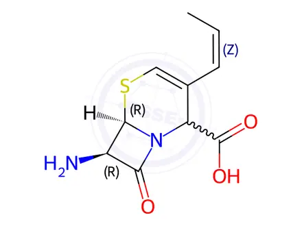 Chemical structure of (6R,7R)-7-Amino-8-oxo-3-((Z)-prop-1-en-1-yl)-5-thia-1-azabicyclo[4.2.0]oct-3-ene-2-carboxylic Acid