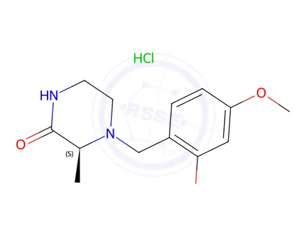 Chemical structure of (S)-4-(2,4-Dimethoxybenzyl)-3-methylpiperazin-2-one hydrochloride