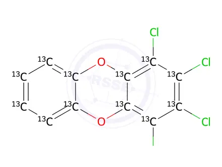 Chemical structure of 1,2,3,4-TETRACHLORODIBENZO-P-DIOXIN (13C12, 99%) 1 ug/ml in Nonane