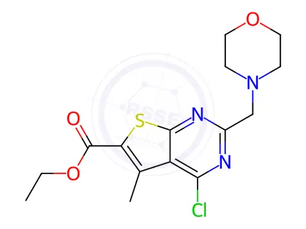 Chemical structure of Ethyl 4-chloro-5-methyl-2-(morpholin-4-ylmethyl)thieno[2,3-d]pyrimidine-6-carboxylate