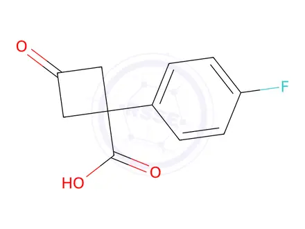 Chemical structure of 1-(4-Fluorophenyl)-3-oxocyclobutane-1-carboxylic acid