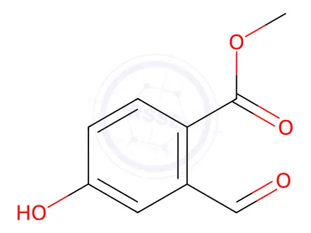Chemical structure of Benzoic acid, 2-formyl-4-hydroxy-, methyl ester