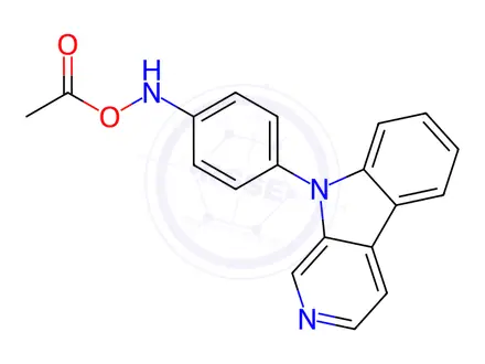 Chemical structure of N-(4-(9H-Pyrido[3,4-b]indol-9-yl)phenyl)-O-acetylhydroxylamine