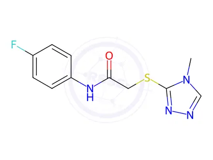 Chemical structure of N-(4-fluorophenyl)-2-((4-methyl-4H-1,2,4-triazol-3-yl)thio)acetamide