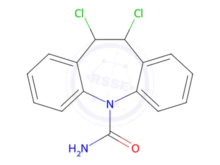 Chemical structure of 10,11-Dichloro-10,11-dihydro-5H-dibenz[b,f]azepine-5-carboxamide