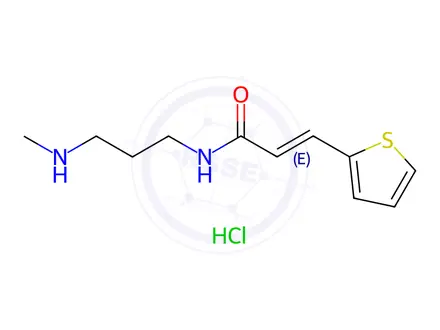 Chemical structure of (E)-N-(3-Methylaminopropyl)-2-thiopheneacrylamide Hydrochloride