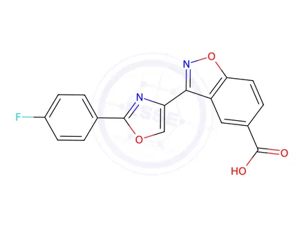 Chemical structure of 3-(2-(4-Fluorophenyl)oxazol-4-yl)benzo[d]isoxazole-5-carboxylic acid