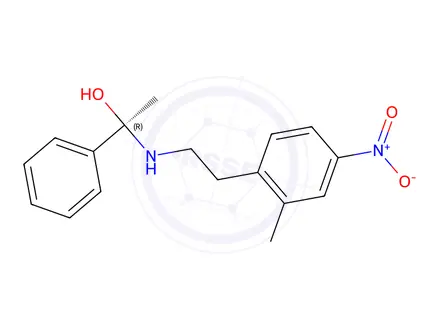 Chemical structure of (R)-1-((2-methyl-4-nitrophenethyl)amino)-1-phenylethanol