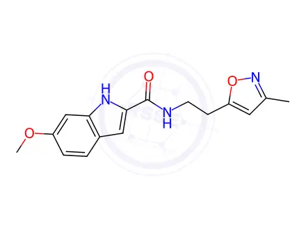 Chemical structure of 6-Methoxy-N-(2-(3-methylisoxazol-5-yl)ethyl)-1H-indole-2-carboxamide