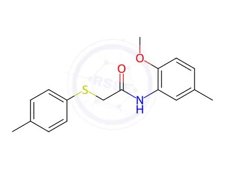 Chemical structure of N-(2-methoxy-5-methylphenyl)-2-(4-methylphenyl)sulfanylacetamide