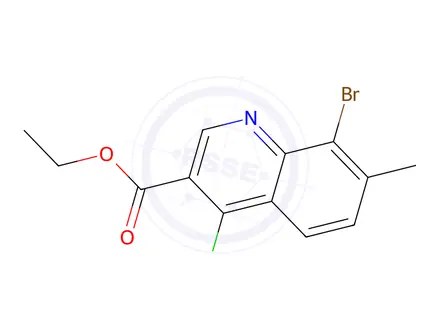 Chemical structure of Ethyl 8-bromo-4-chloro-7-methylquinoline-3-carboxylate