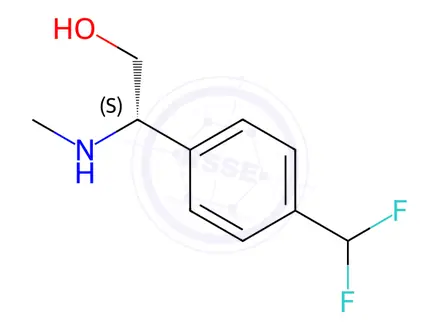 Chemical structure of (2S)-2-[4-(DIFLUOROMETHYL)PHENYL]-2-(METHYLAMINO)ETHAN-1-OL