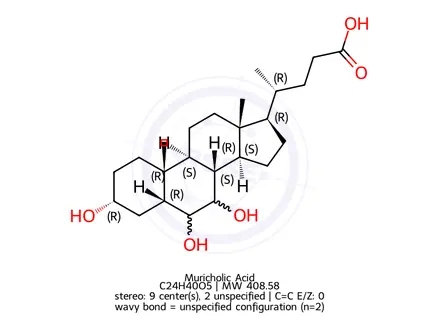 Chemical structure of (4R)-4-[(3R,5R,6R,7S,8S,9S,10R,13R,14S,17R)-3,6,7-trihydroxy-10,13-dimethyl-2,3,4,5,6,7,8,9,11,12,14,15,16,17-tetradecahydro-1H-cyclopenta[a]phenanthren-17-yl]pentanoic acid