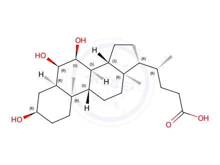 Chemical structure of 3alpha,6alpha,7alpha-Trihydroxy-5beta-cholanic Acid