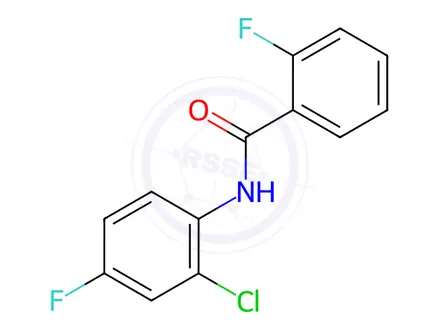 Chemical structure of N-(2-chloro-4-fluorophenyl)-2-fluorobenzamide
