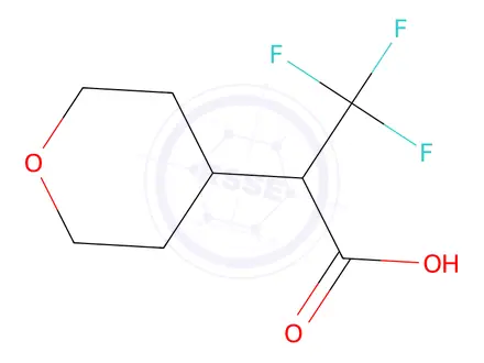 Chemical structure of 3,3,3-Trifluoro-2-(tetrahydro-2H-pyran-4-yl)propanoic acid