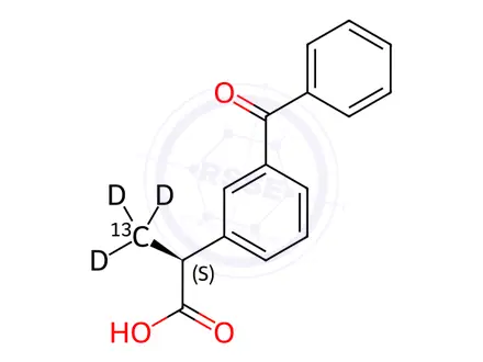 Chemical structure of Ketoprofen Impurity 13-13C,d3 ((S)-Ketoprofen-13C,d3)
